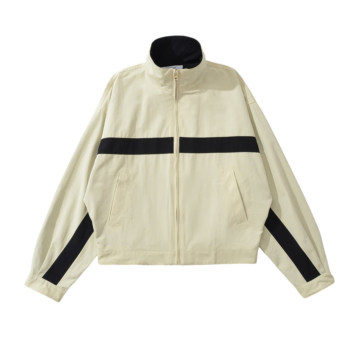 Women's Oversize Track Jacket with Stand-Up Collar, Full-Zip and Contrast Stripes Mune Fashion