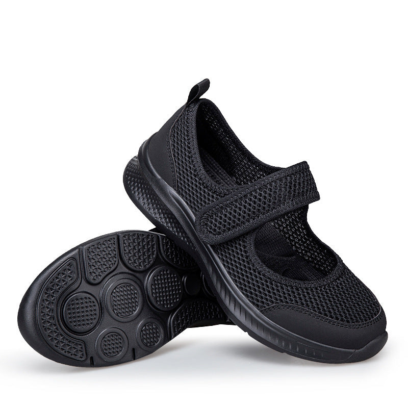 Women's Velcro-Strap Ballerina-Style Sneakers with Breathable Mesh Upper and Flexible Lightweight Sole Mune Fashion
