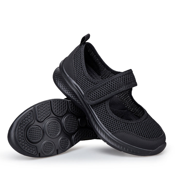 Women's Velcro-Strap Ballerina-Style Sneakers with Breathable Mesh Upper and Flexible Lightweight Sole Mune Fashion