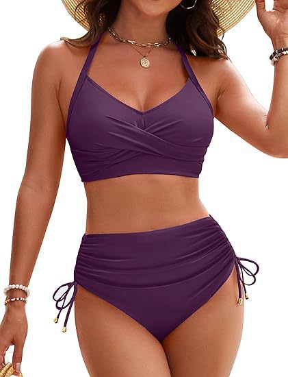 Women's High Waist Bikini Set with Wrap Top Mune Fashion