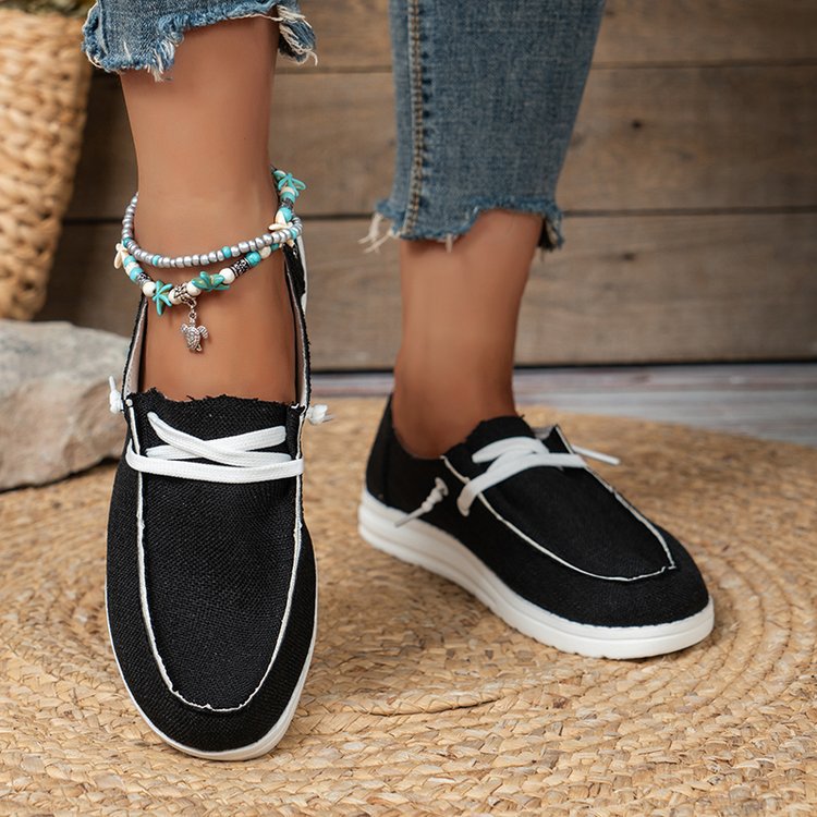 Women’s casual linen slip-ons with cushioned memory footbed and non-slip flexible sole Mune Fashion