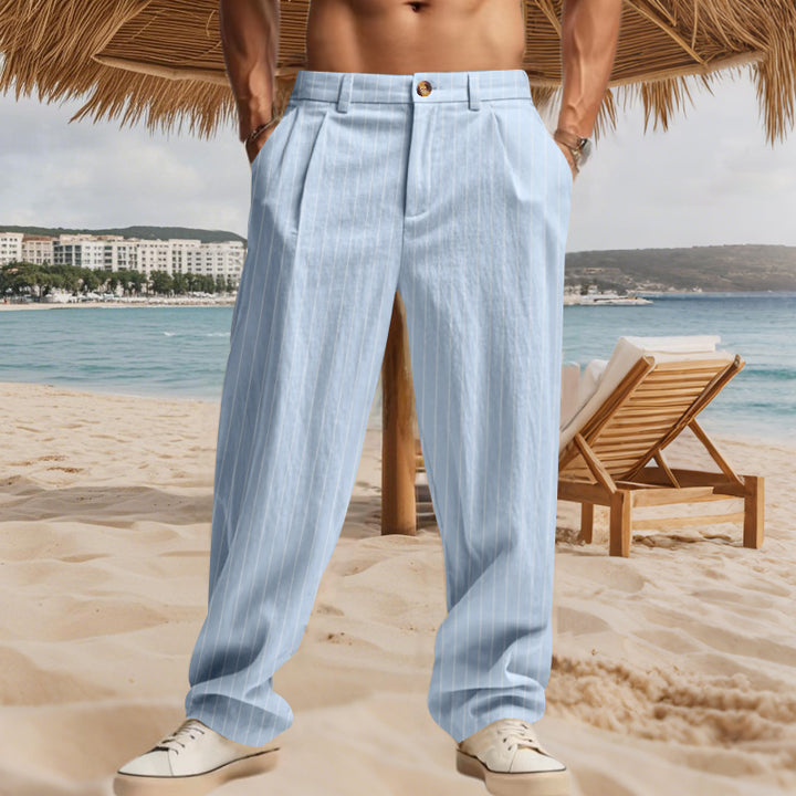 Men's casual-elegant pinstripe pants with crease and wide leg Mune Fashion