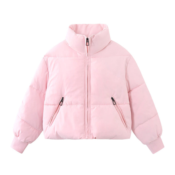 Women's Short Quilted Puffer with High Standing Collar and Ribbed Cuffs Mune Fashion