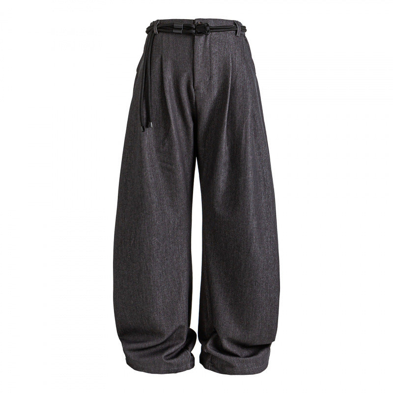 Women's high-waisted wide Marlene pants with pleated waistband and drawstring belt Mune Fashion