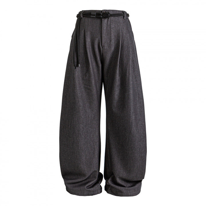 Women's high-waisted wide Marlene pants with pleated waistband and drawstring belt Mune Fashion