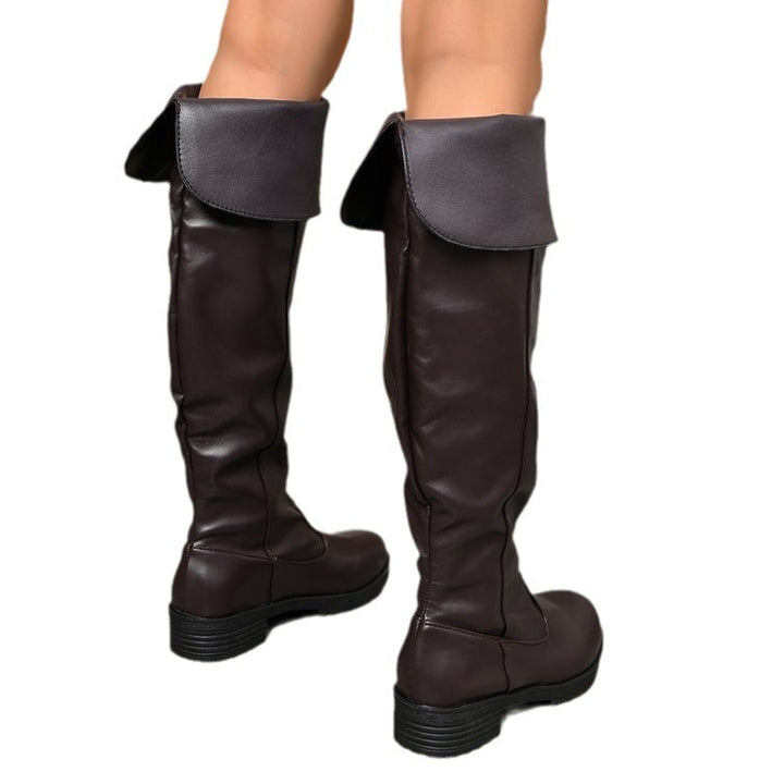 Women's knee-high boots with fold-over shaft and lightweight block heel Mune Fashion