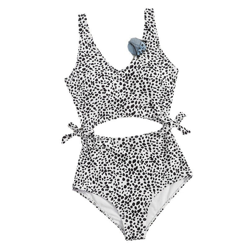 Women's One-Piece Swimsuit with Side Cut-Out and Decorative Bows Mune Fashion