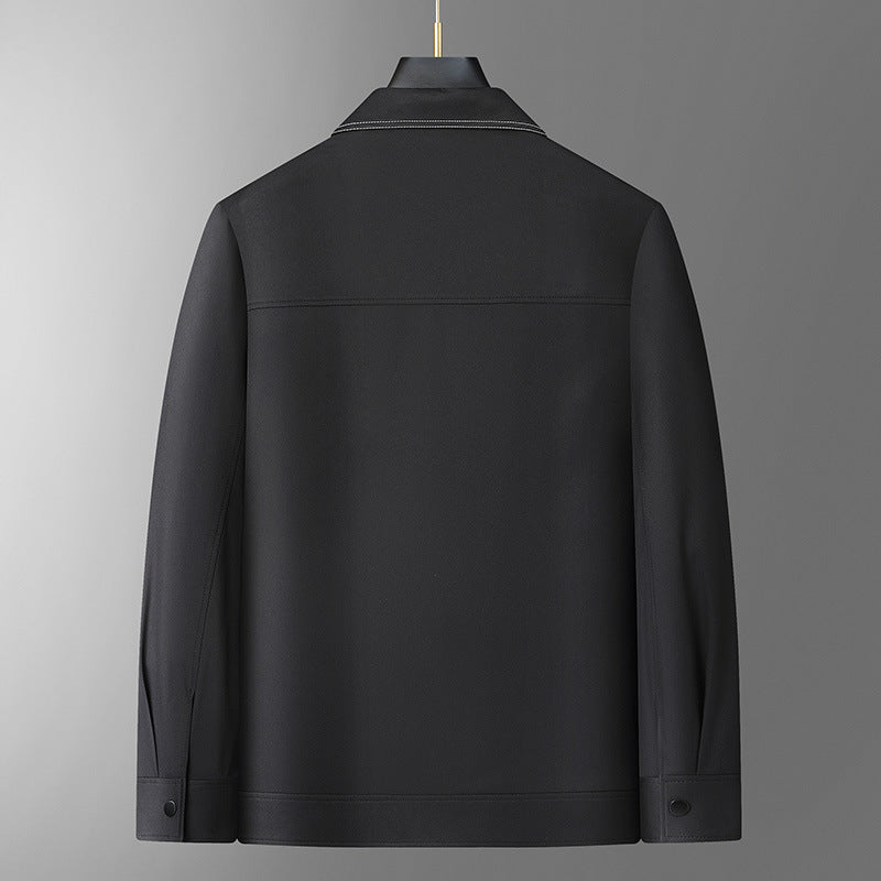 Men's Overshirt Jacket made of smooth artificial leather with chest pockets and snap button closure Mune Fashion