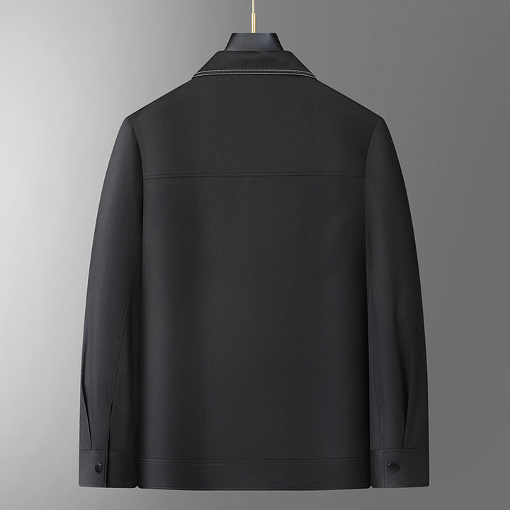 Men's Overshirt Jacket made of smooth artificial leather with chest pockets and snap button closure Mune Fashion