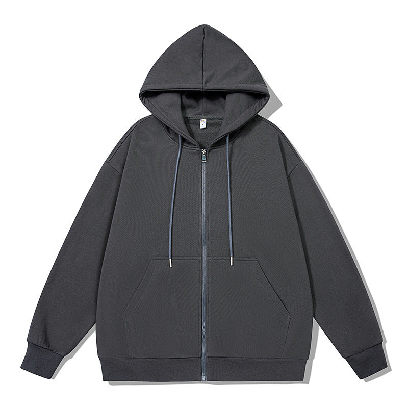Unisex oversized hoodie jacket with a wide shoulder cut, full-length zipper, and French-Terry Mune Fashion