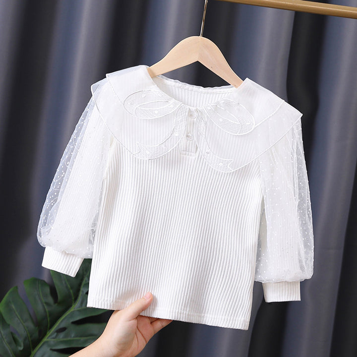 Women's elegant blouse with puff sleeves and lace collar Mune Fashion