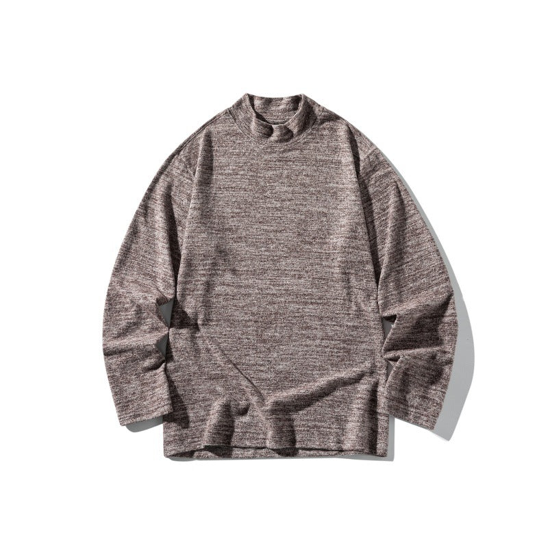 Unisex fine knit mock neck sweater with mottled structure and relaxed fit Mune Fashion