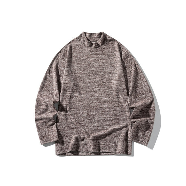 Unisex fine knit mock neck sweater with mottled structure and relaxed fit Mune Fashion