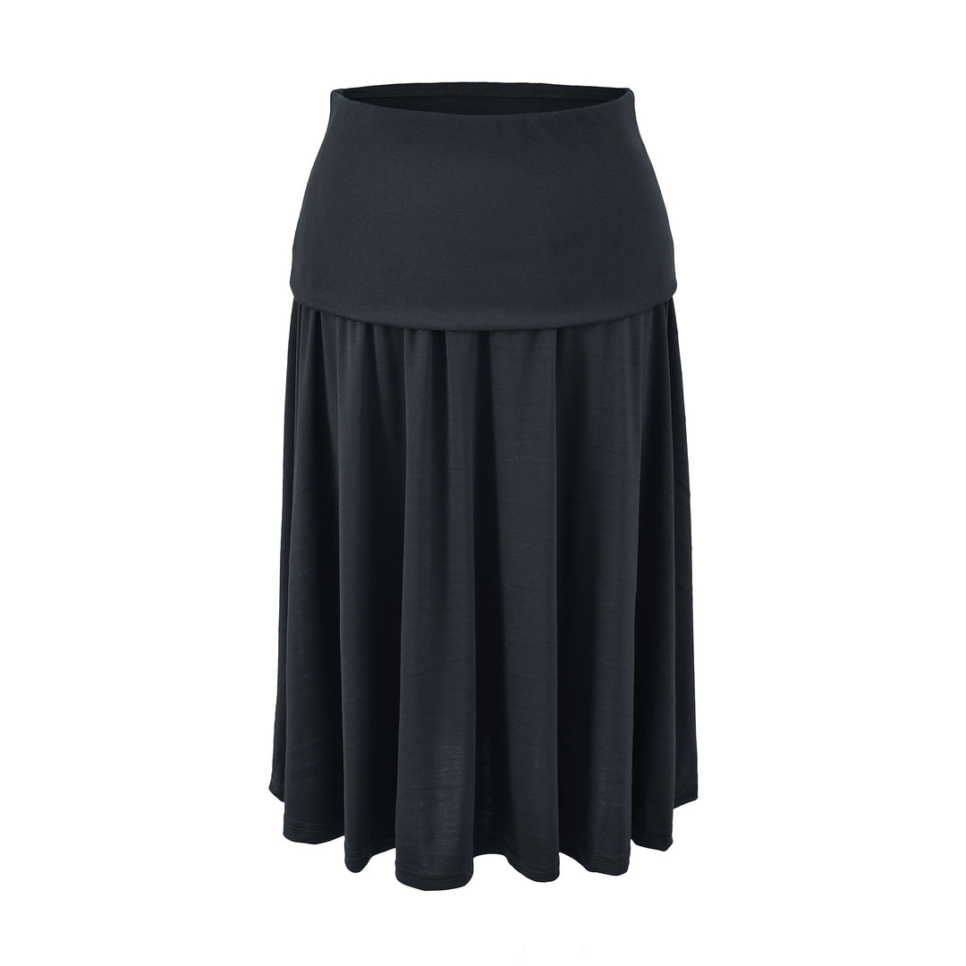 Women Long Jersey Maxi Skirt with Wide Hem and Gently Falling Pleats Mune Fashion