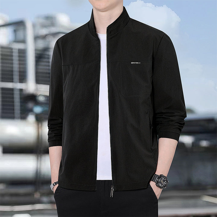 Men's Minimalist Comfort Training Jacket with Stand-Up Collar, Windproof Softshell Material and Concealed Zipper Pockets Mune Fashion