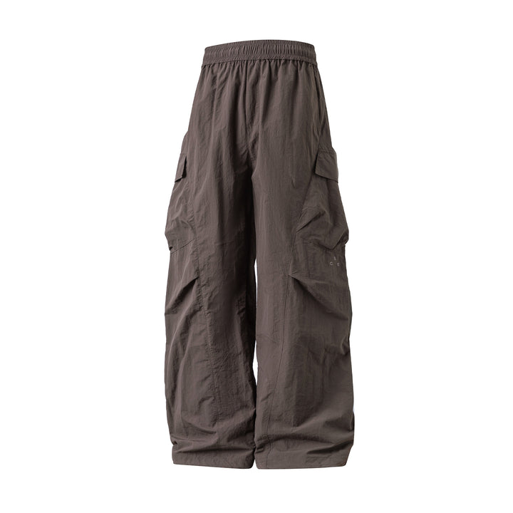 Unisex Extra wide Nylon Cargo Palazzo pants with elastic Comfort waistband and asymmetric flap pockets Mune Fashion