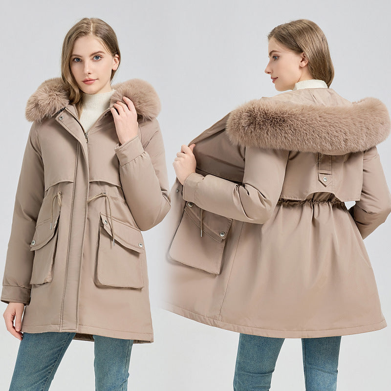 Women nan tailored thermo parka with removable faux fur hood, soft teddy lining and adjustable drawstring Mune Fashion