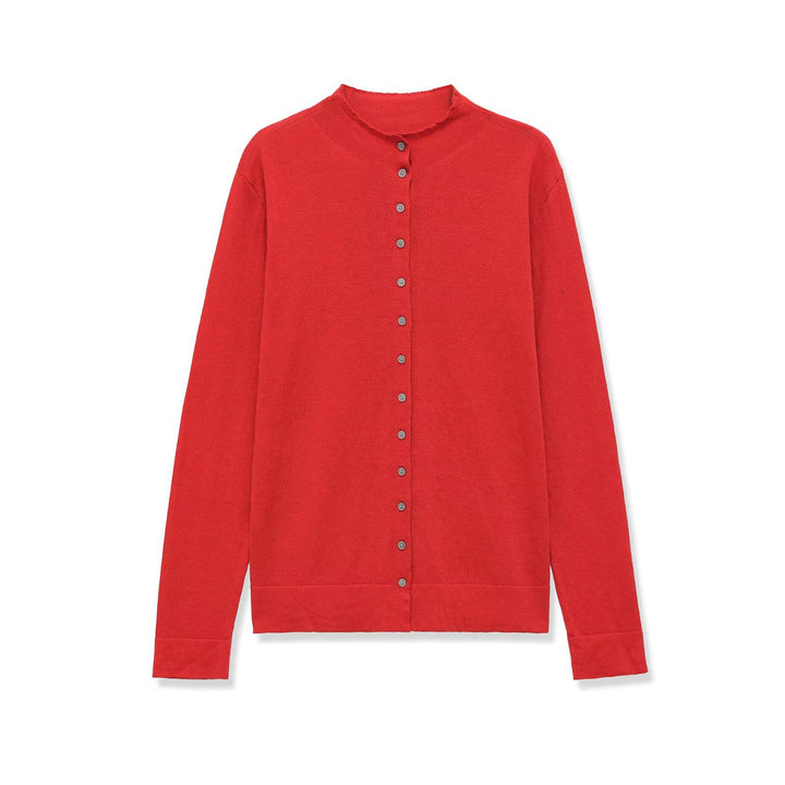 Women's fine knit cardigan with button placket and round neckline Mune Fashion