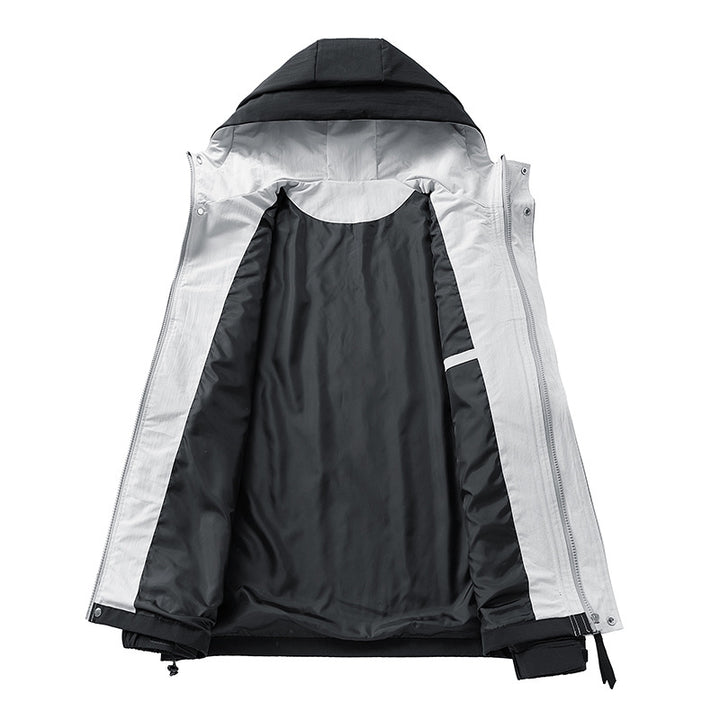 Unisex lightweight windproof transitional jacket with adjustable hood, drawstring, and zippered pockets Mune Fashion