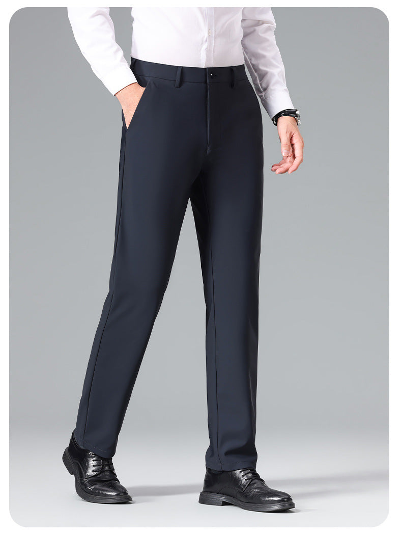 Men's Slim Business Stretch Pants with Crease and Comfort Waistband Mune Fashion