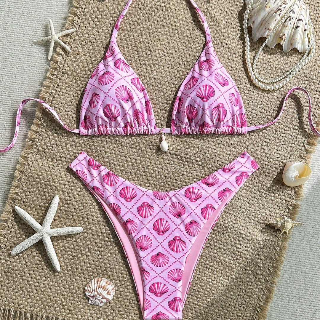 Women Triangle Bikini with Shell Motif Mune Fashion