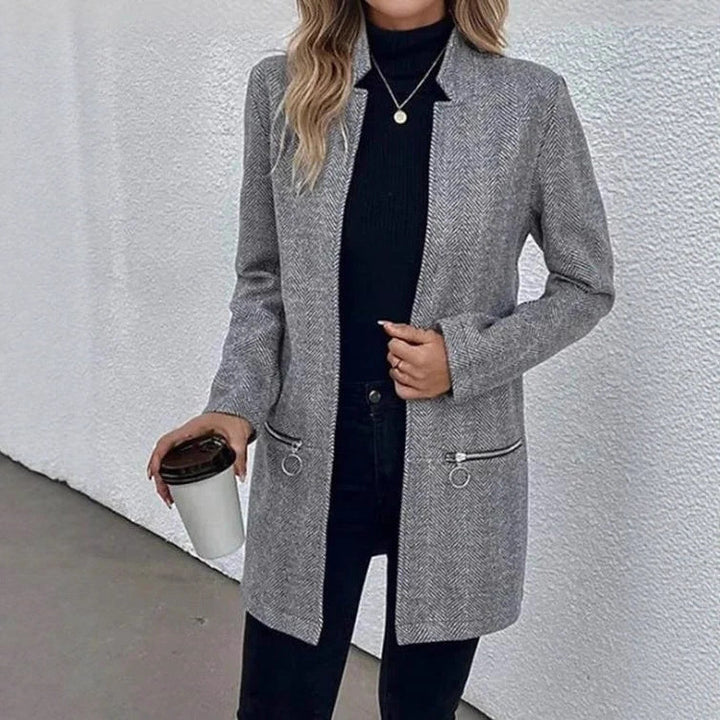Women's Elegant Blazer with Zipper Pockets Mune Fashion