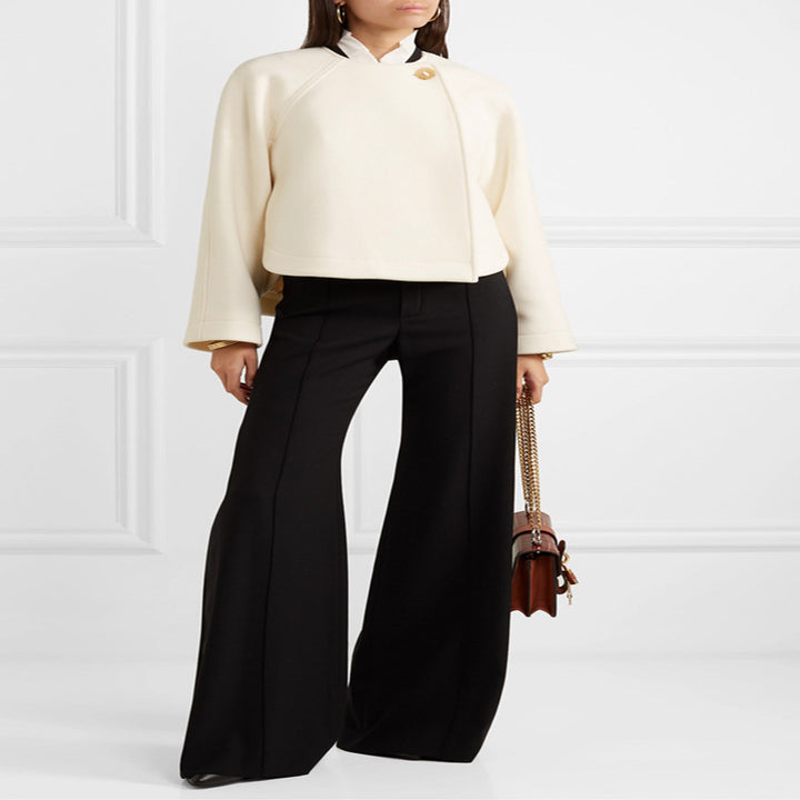 Women Wide-Cut High-Waist Palazzo Pants with Pleat Mune Fashion