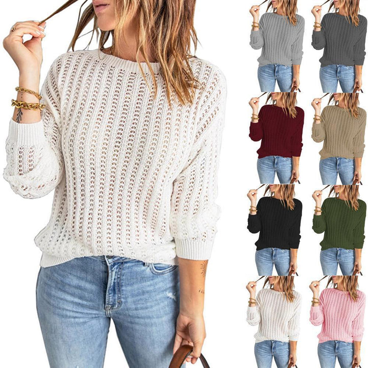 Women's Loose Knit Sweater with Round Neck and Ribbed Cuffs Mune Fashion