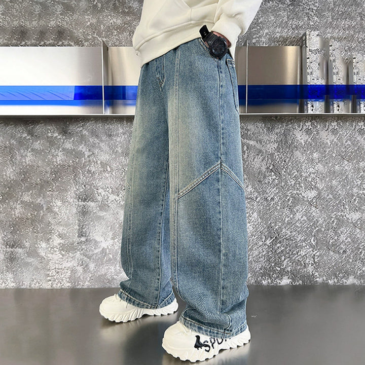 Boys wide denim pants with unique design Mune Fashion