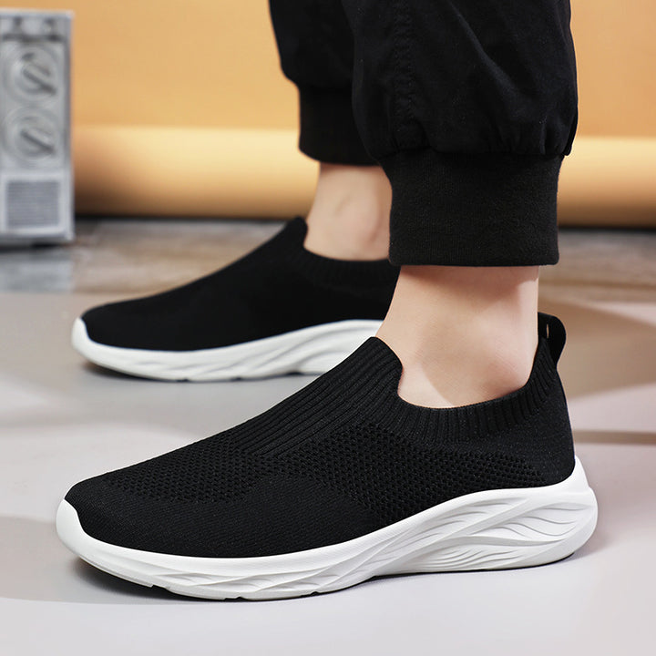 Unisex nan elastic knitted slip-on shoe with ergonomic cushioning sole and heel tab Mune Fashion