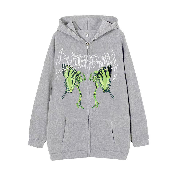 Women's hoodie jacket with full zipper and ribbed heart print Mune Fashion