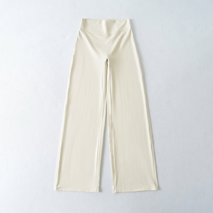 Women's Wide High Waist Lounge Pants made of Stretch Jersey with Flowing Flare Mune Fashion
