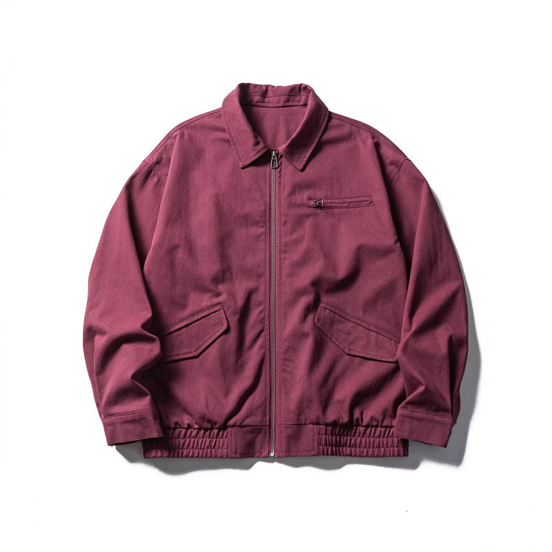 Men's Oversized Work Jacket with Full Zip, Chest Zip and Elastic Hem Band Mune Fashion