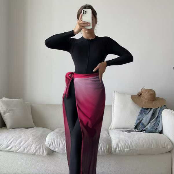 Women Sporty UV Protection Swimsuit with Wrap Skirt Mune Fashion