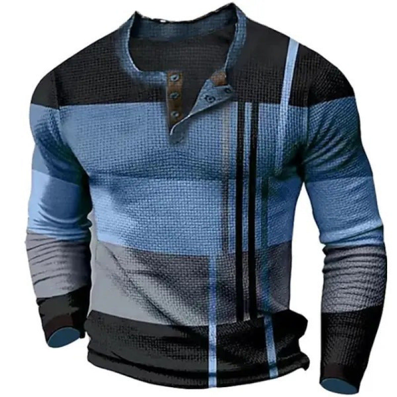 Men's sporty long-sleeve shirt with button placket Mune Fashion