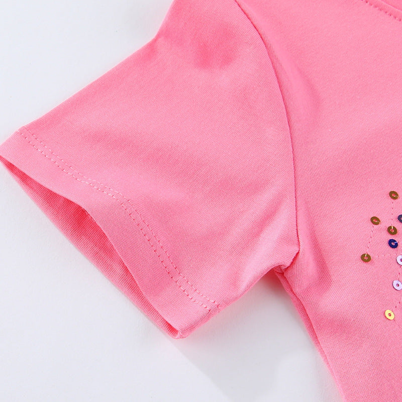 Girl T-Shirt with Sparkling Star Motif Mune Fashion