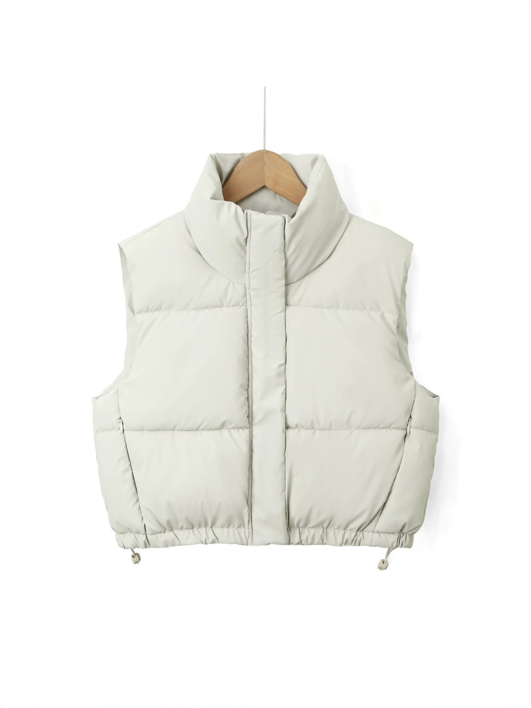 Women Padded Quilted Vest with High Stand-Up Collar and Drawstring Mune Fashion