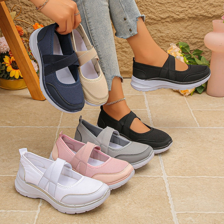 Women's Sportive Mary-Jane Sneaker with Elastic Cross Strap Mune Fashion