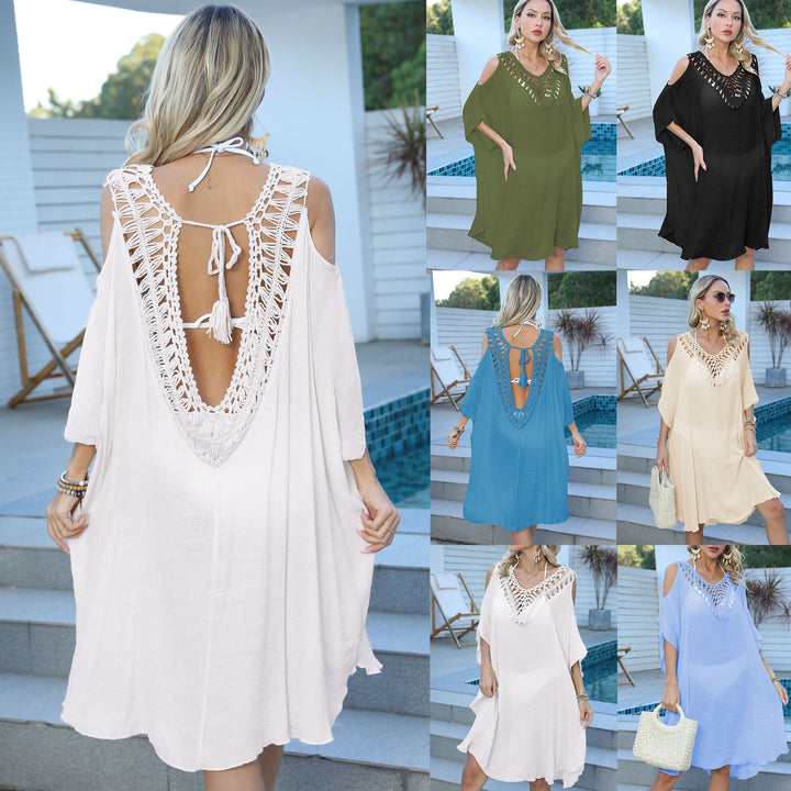 Women's airy beach kimono with decorative crochet accents Mune Fashion