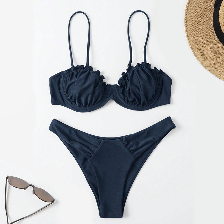 Ladies Push-Up Bikini with Ruching and Adjustable Straps Mune Fashion
