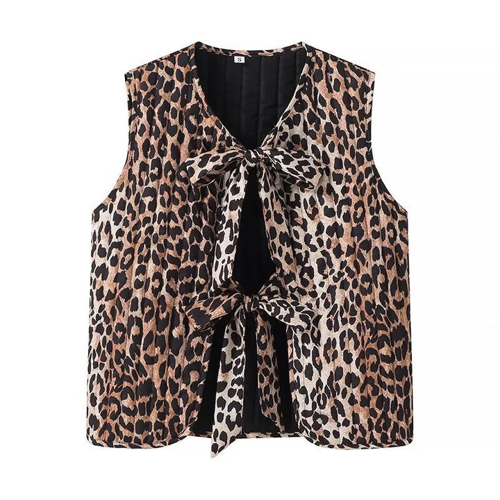 Women’s sleeveless chiffon top with double bow front and cut-out Mune Fashion