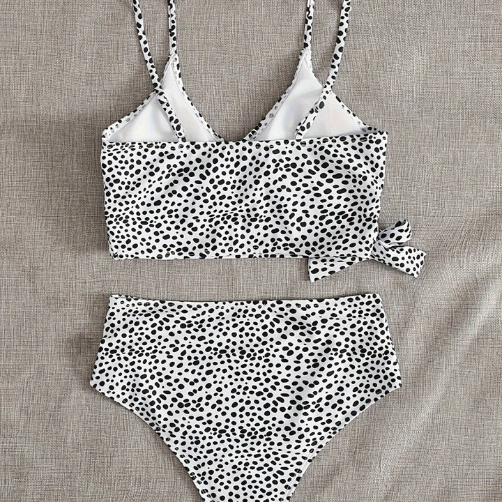 Women’s High-Waisted Wrap Bikini Set with Elegant Polka Dots Mune Fashion