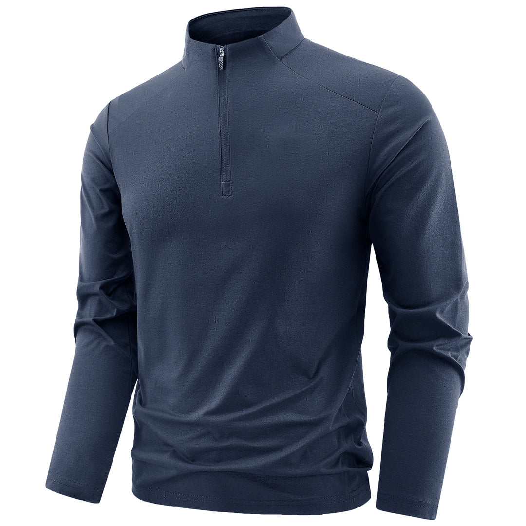 Men's Long Sleeve Performance Half-Zip Training Shirt with Stand-Up Collar and Breathable Functional Material Mune Fashion