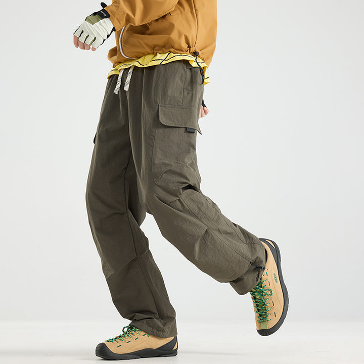 Men's Lightweight Technical Cargo Trekking Pants with Drawstring Waist, Utility Pockets and Adjustable Leg Openings Mune Fashion
