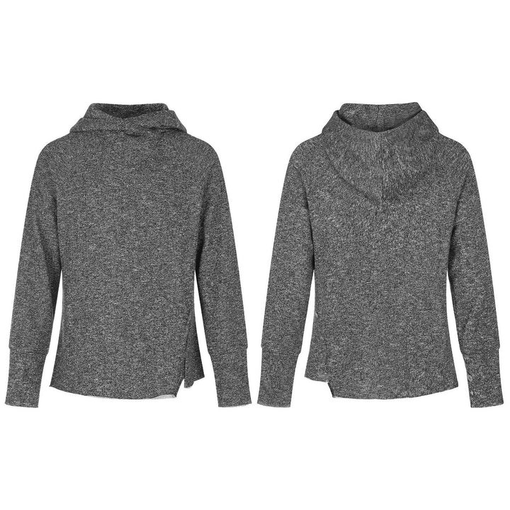 Women’s finely textured knit sweater with funnel neck, raglan sleeves, and side slit Mune Fashion