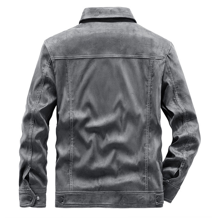 Men's suede trucker jacket with snap buttons and contrast stitching Mune Fashion