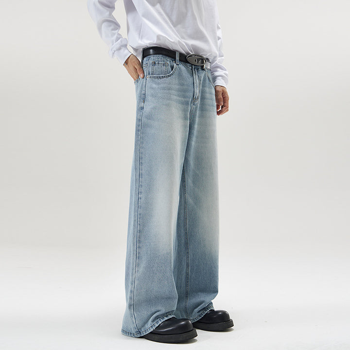 Men's Wide Jeans in Loose Fit with High Waist and Used Effect Mune Fashion
