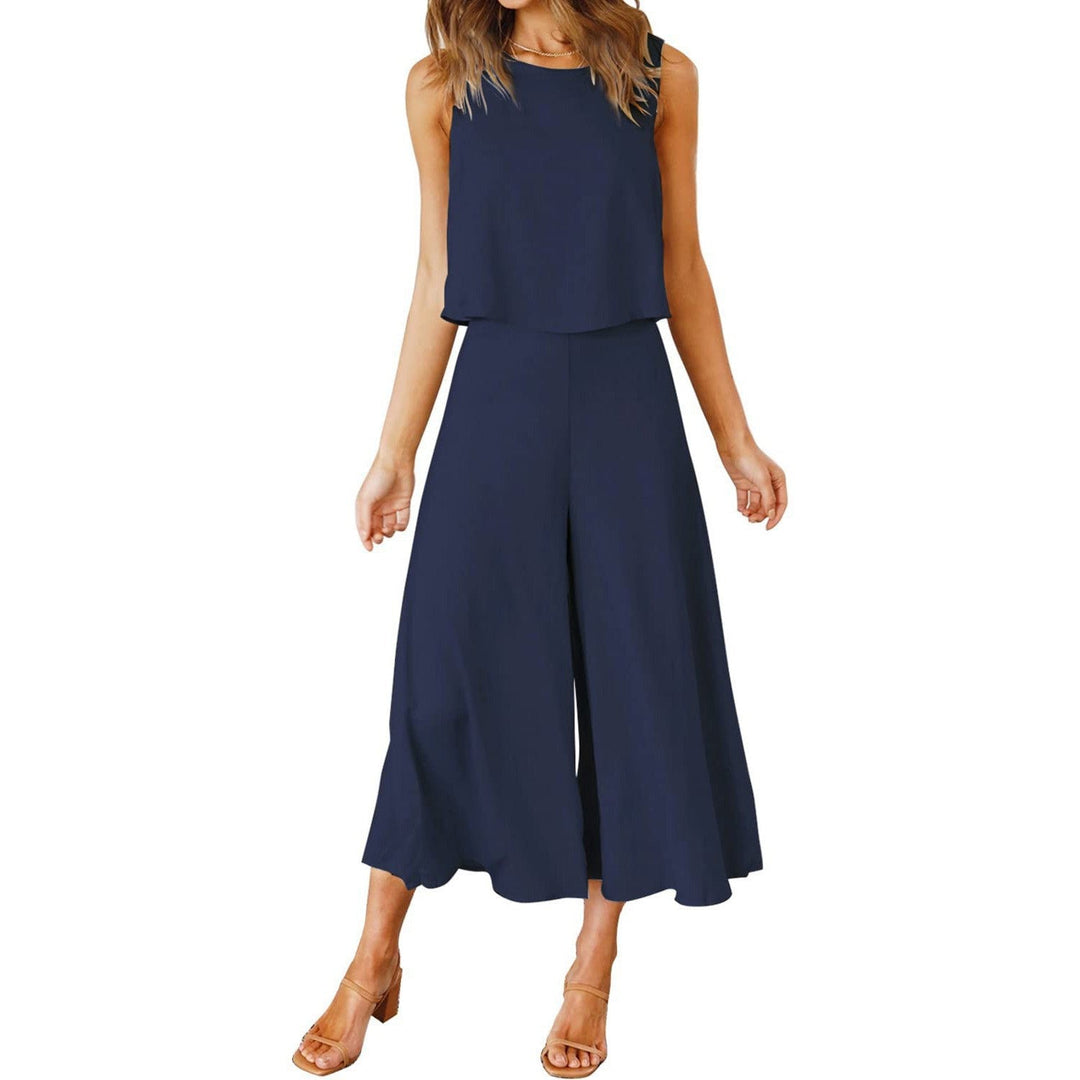 Women Airy Jumpsuit with Flowing Leg and Sleeveless Design Mune Fashion