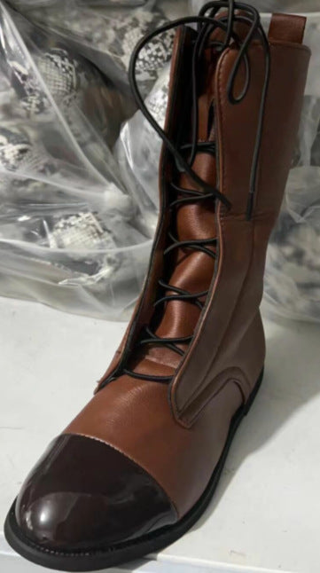 Women's elegant lace-up boots with cap toes, decorated lacing detail, and practical pull loops Mune Fashion