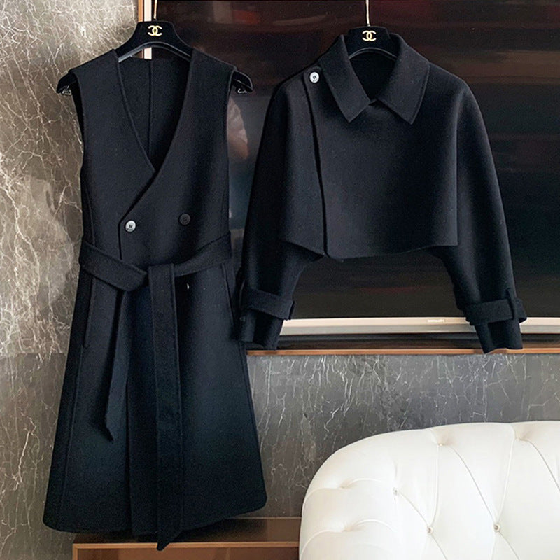 Women's Elegant Transitional Jacket with Waist Belt Drune